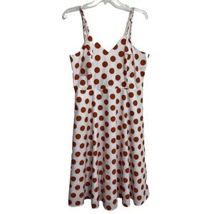 JNSQ Christine Dress Size 10 NWT Je Ne Sais Quoi $79 White Orange Polka Dot